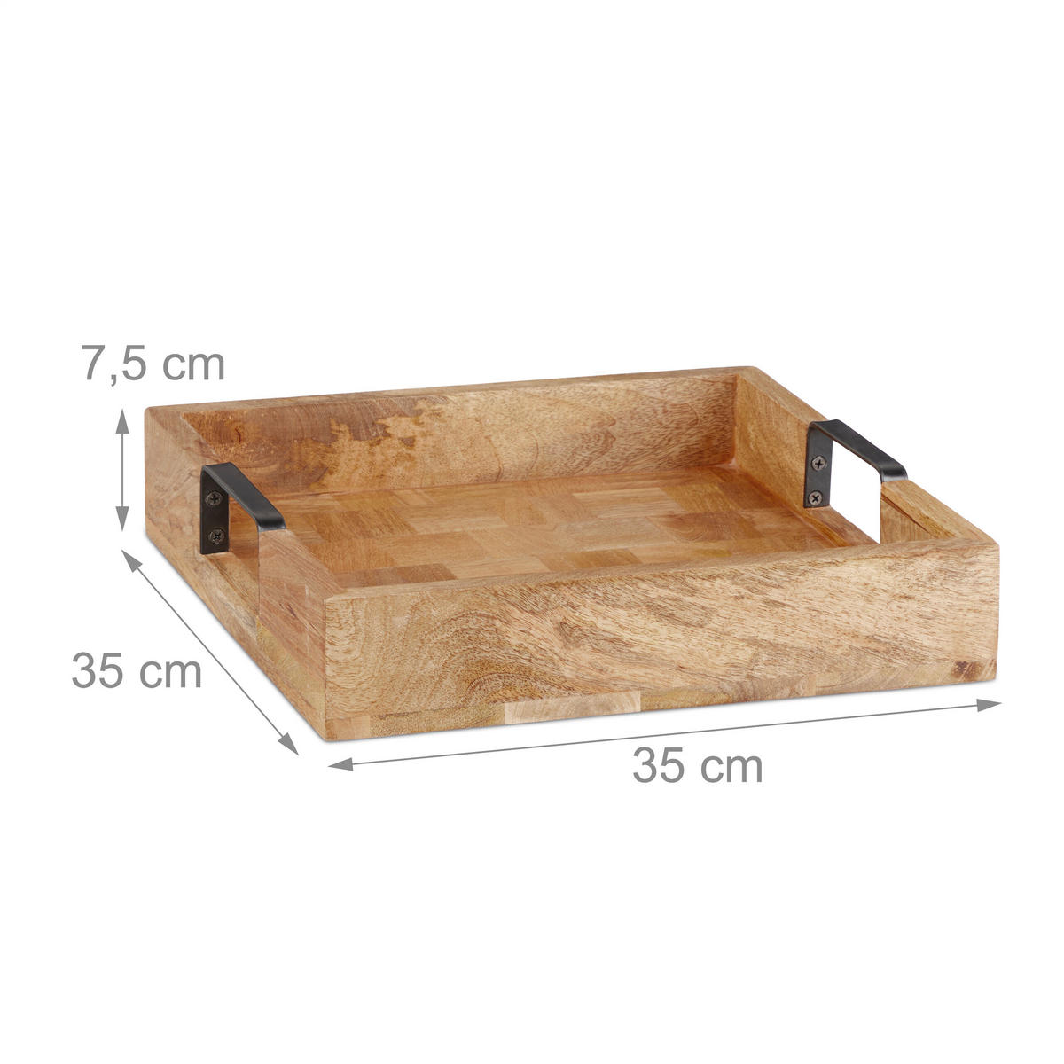 TABLETT - Hellbraun, Holz/Metall (35/7.5/35cm) - Relaxdays