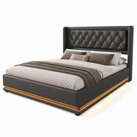 POLSTERBETT mit Stauraum und Matratze 140x200 cm PU Schwarz, USB-C und LED - Schwarz, Metall (140/200cm) - Beauniv