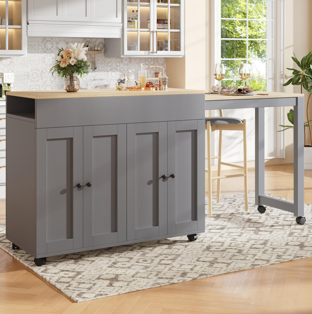 BARTISCH ausziehbar 117-180 x 50 x 94,6 cm Grau - Grau, Holz (50/94.5/180cm) - Beauniv