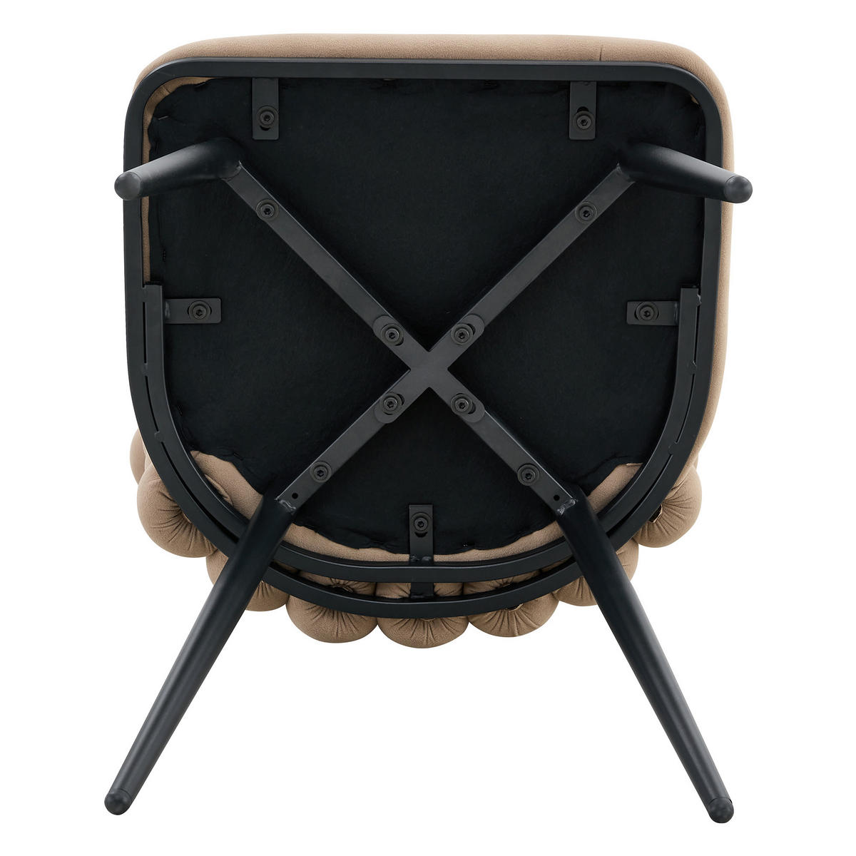 STUHL-SET DE-36754 2 Stück mit Kugelketten-Rückenlehne und Samtbezug Camelfarben - Sandfarben, Metall (48/88/54cm) - ComfortXL