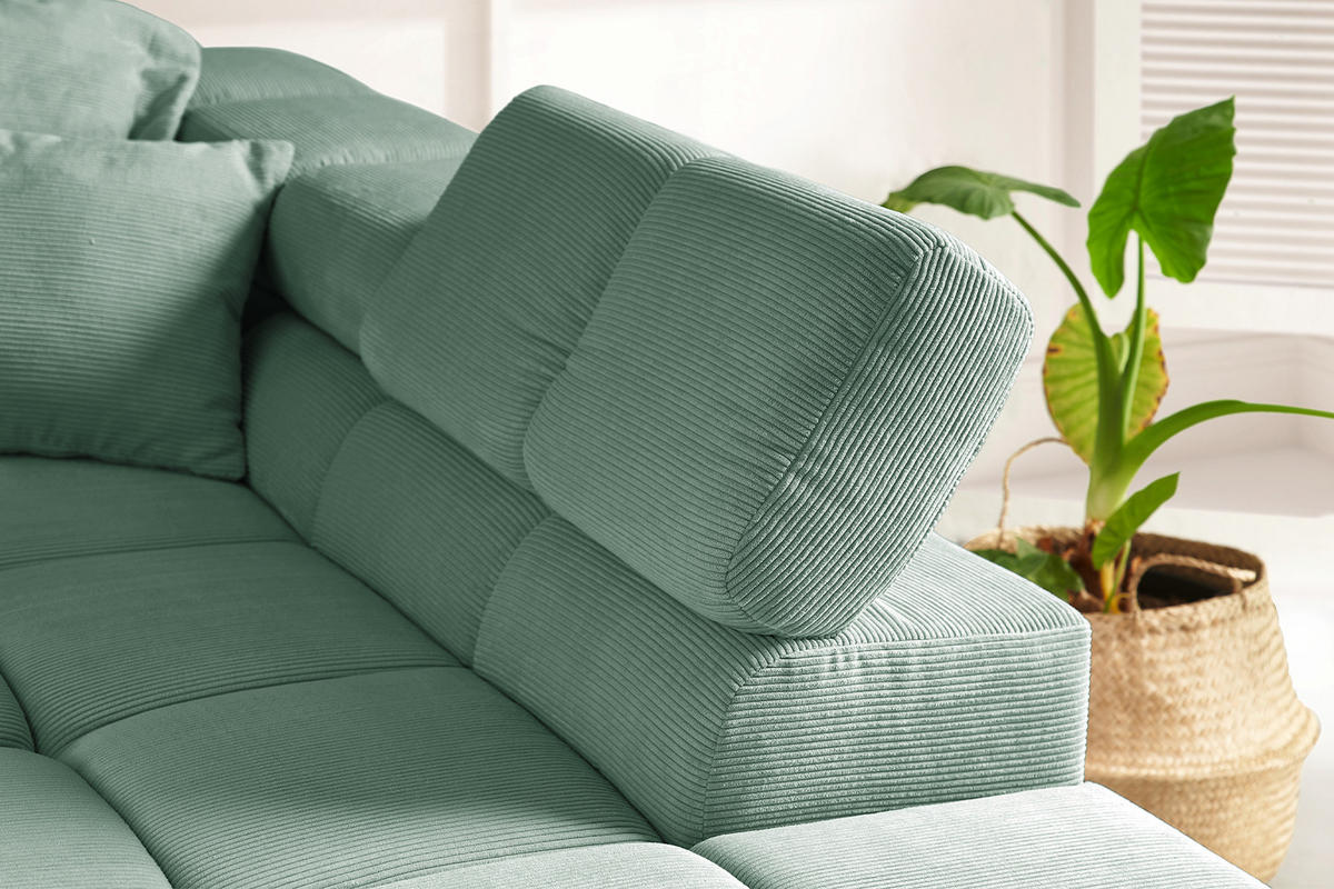 ECKSOFA NEVADA Grün Cord - Schwarz/Grün, Kunststoff/Textil (319/215cm) - KAWOLA