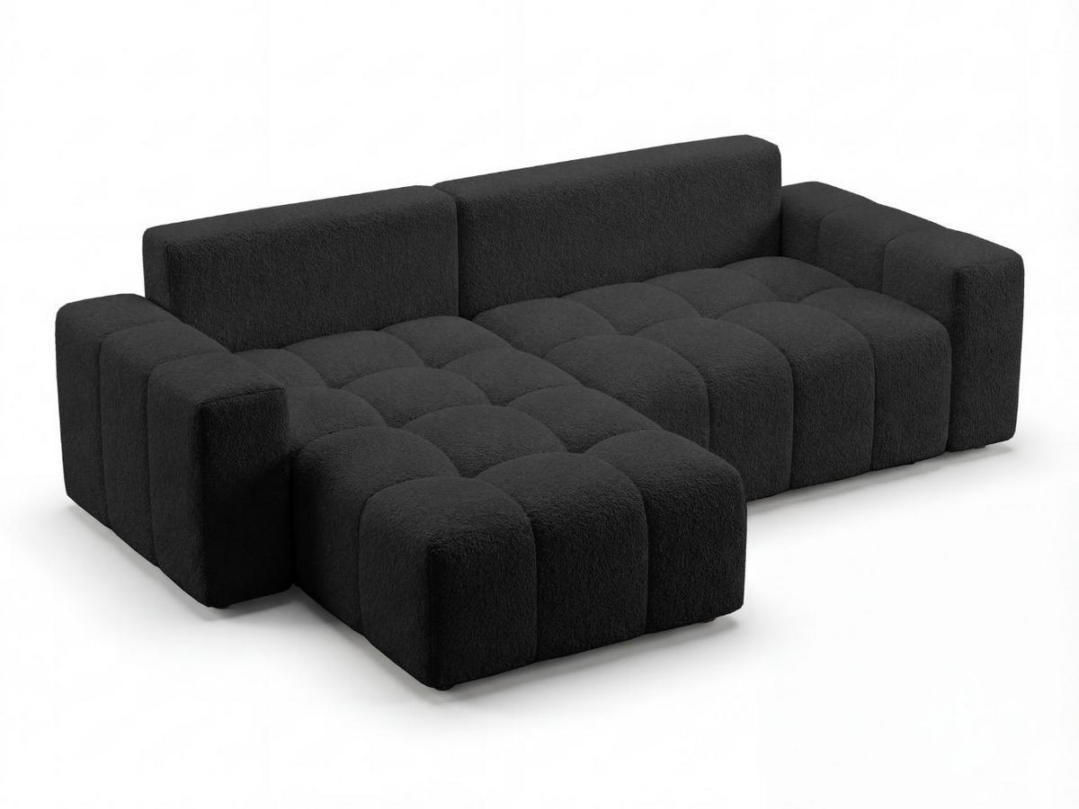 ECKSOFA Bresso Bouclé-Stoff Schwarz - Schwarz, Holz/Textil (255/168cm) - Graingold