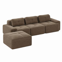 SOFA modular mit Ottoman Cord Brown 4-tlg. - Braun, Kunststoff (177/293cm) - Meubliv