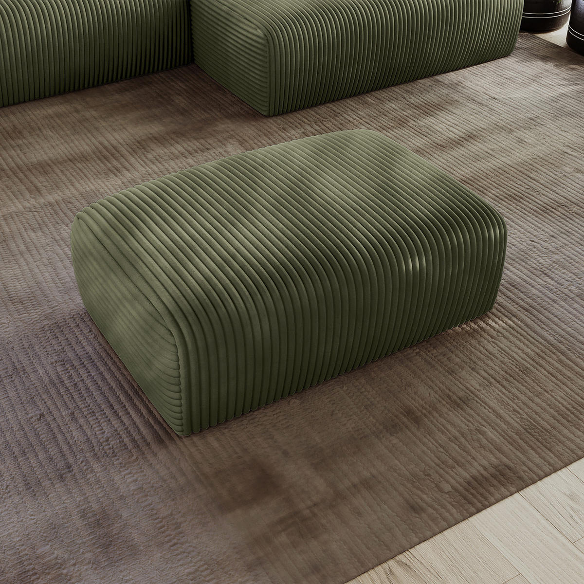 POLSTERHOCKER - Cord - Schwarz/Grün, Kunststoff/Textil (110/40/72cm) - home24