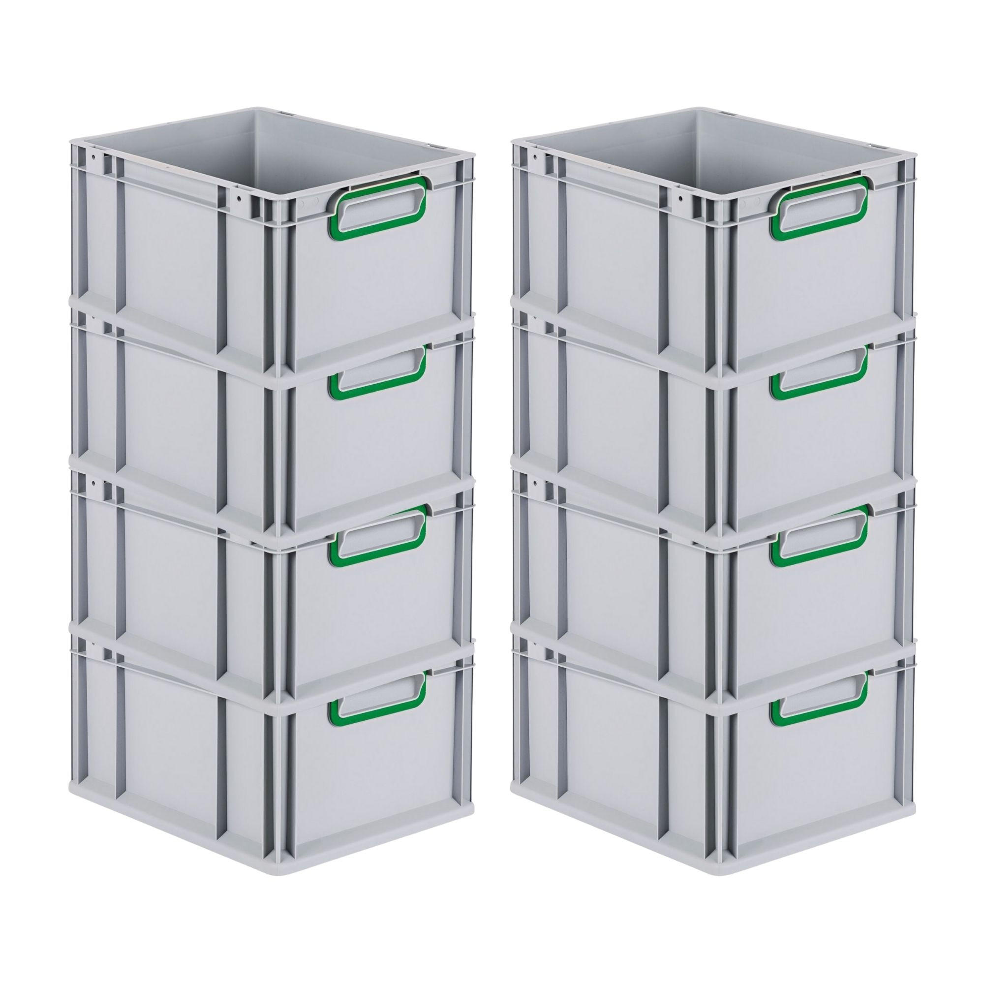 EUROBOX 8x Nextgen Color 22x30x40cm 20 Liter Griffe Grün Geschlossen - Grün, Kunststoff (30/22/40cm) - PROREGAL