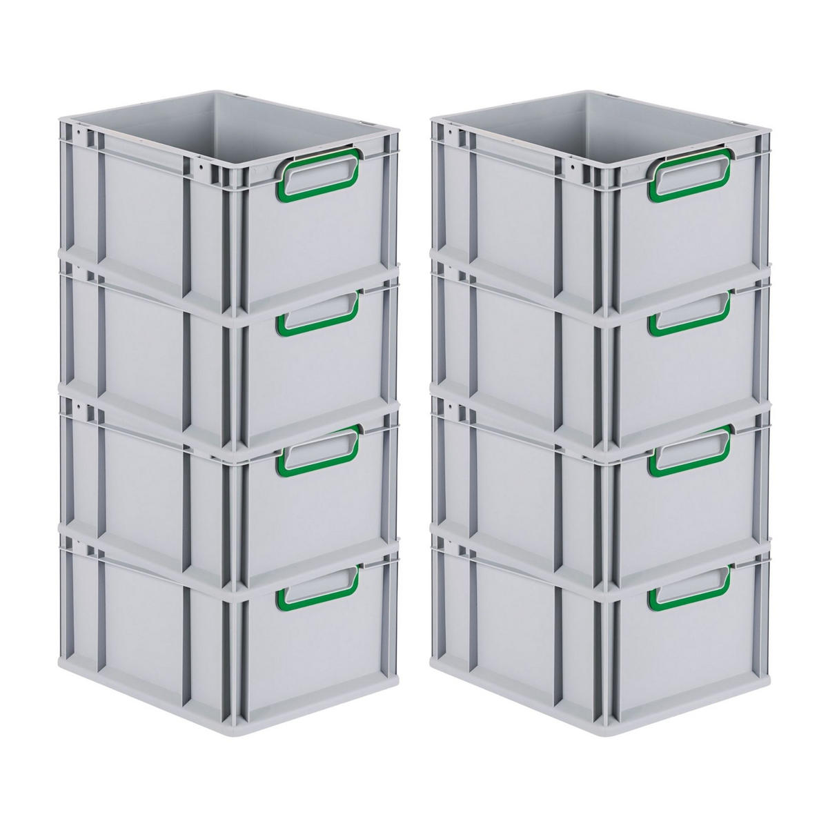 EUROBOX 8x Nextgen Color 22x30x40cm 20 Liter Griffe Grün Geschlossen - Grün, Kunststoff (30/22/40cm) - PROREGAL