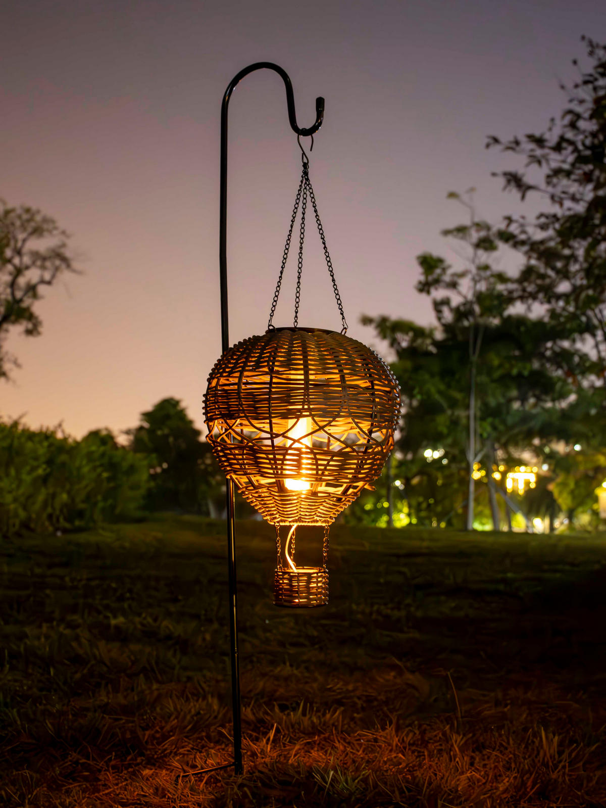 LED-SOLAR-LATERNE - Heißluftballon-Design mit Aufhängung für Garten und Balkon, grau - Grau, Kunststoff (20.5/20.5/52cm) - Northpoint