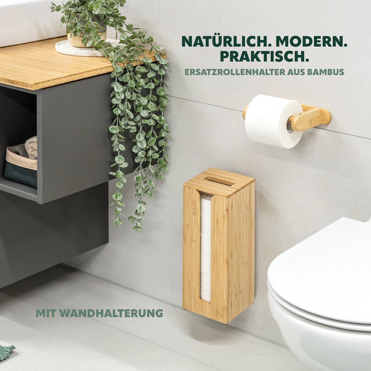 TOILETTENPAPIERAUFBEWAHRUNG, Bambus, eckig - Braun, Holz (14.5/34/14.5cm) - eluno