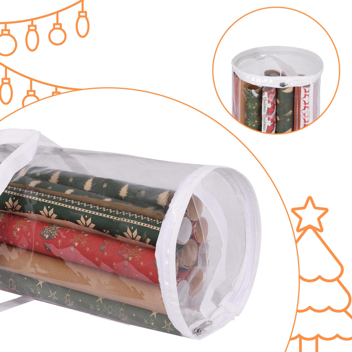 2XGESCHENKPAPIER-AUFBEWAHRUNG - Transparent, Kunststoff (22/79/22cm) - Relaxdays