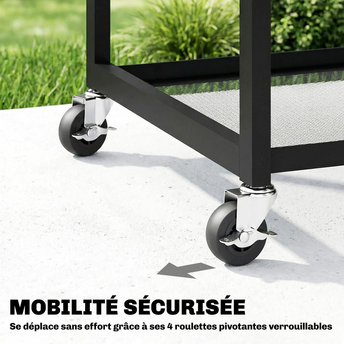 GRILLWAGEN DE-13882 klappbar mit 3 Ebenen Schwarz - Schwarz, Metall (48.5/82/133cm) - ComfortXL