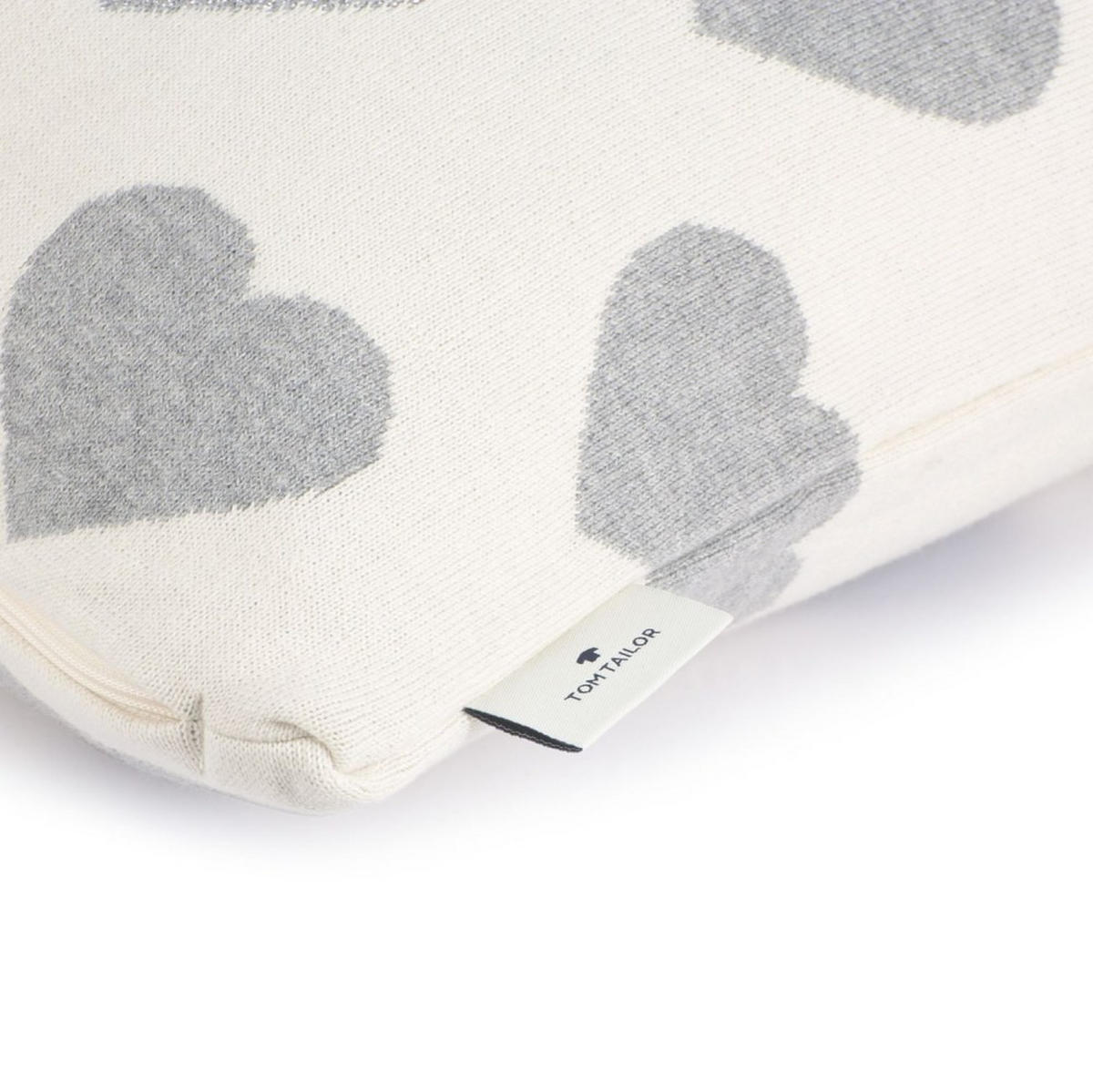 ZIERKISSENHÜLLE Hearts grau 45x45cm - Grau, Textil (45/45cm) - Tom Tailor
