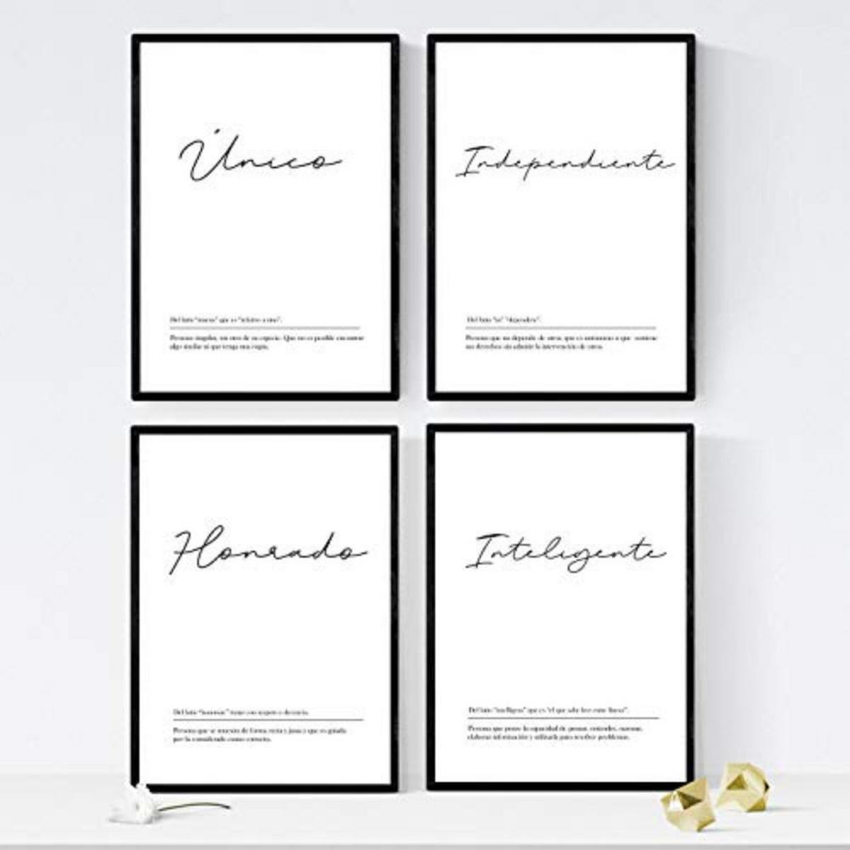 POSTER Set mit 4 Definitionen von meinen Freund Paar Jahrgang A4 Schwarzer Rahmen - Schwarz, Papier (29.7/3cm) - Nacnic