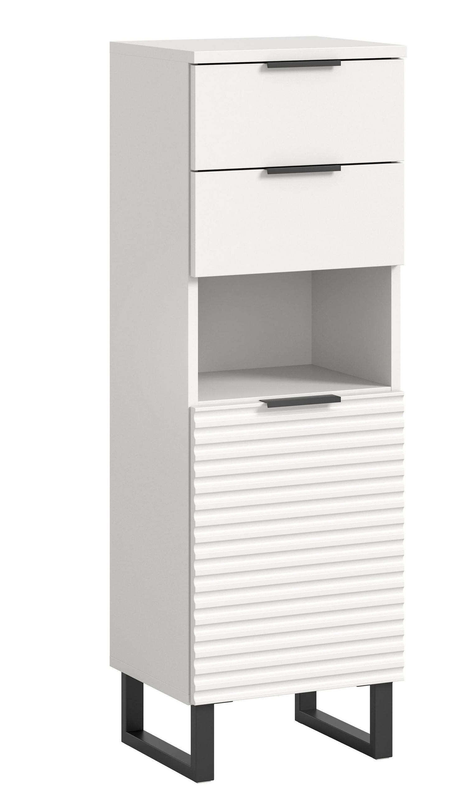 STANDSCHRANK RIFF (B/H/T: ca. 35/110/34 cm) in Weiß/weiß - Weiß, Holzwerkstoff (35/110/34cm)