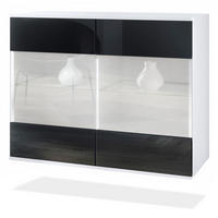 KOMMODE Bari Schwarz Hochglanz - Schwarz Hochglanz, Holzwerkstoff (92.5/73.5/35cm) - Vladon