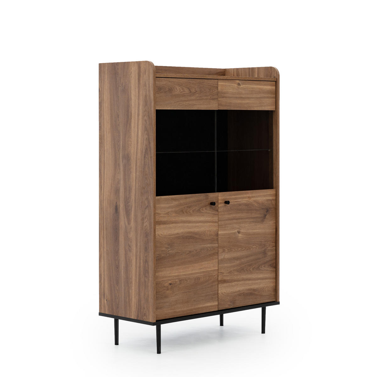 VITRINE Vasilia mit 2 Türen 90 cm, Brandy Castello - Eichefarben, Holzwerkstoff (90/160/40cm) - Beautysofa