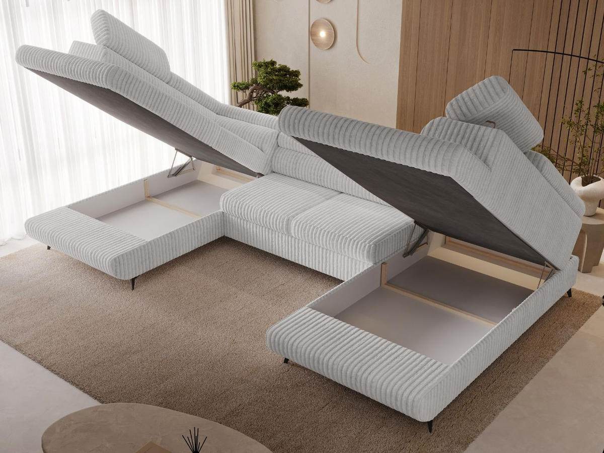 ECKSOFA U Argon Grau - Schwarz/Grau, Holz/Textil (322/190cm) - Graingold