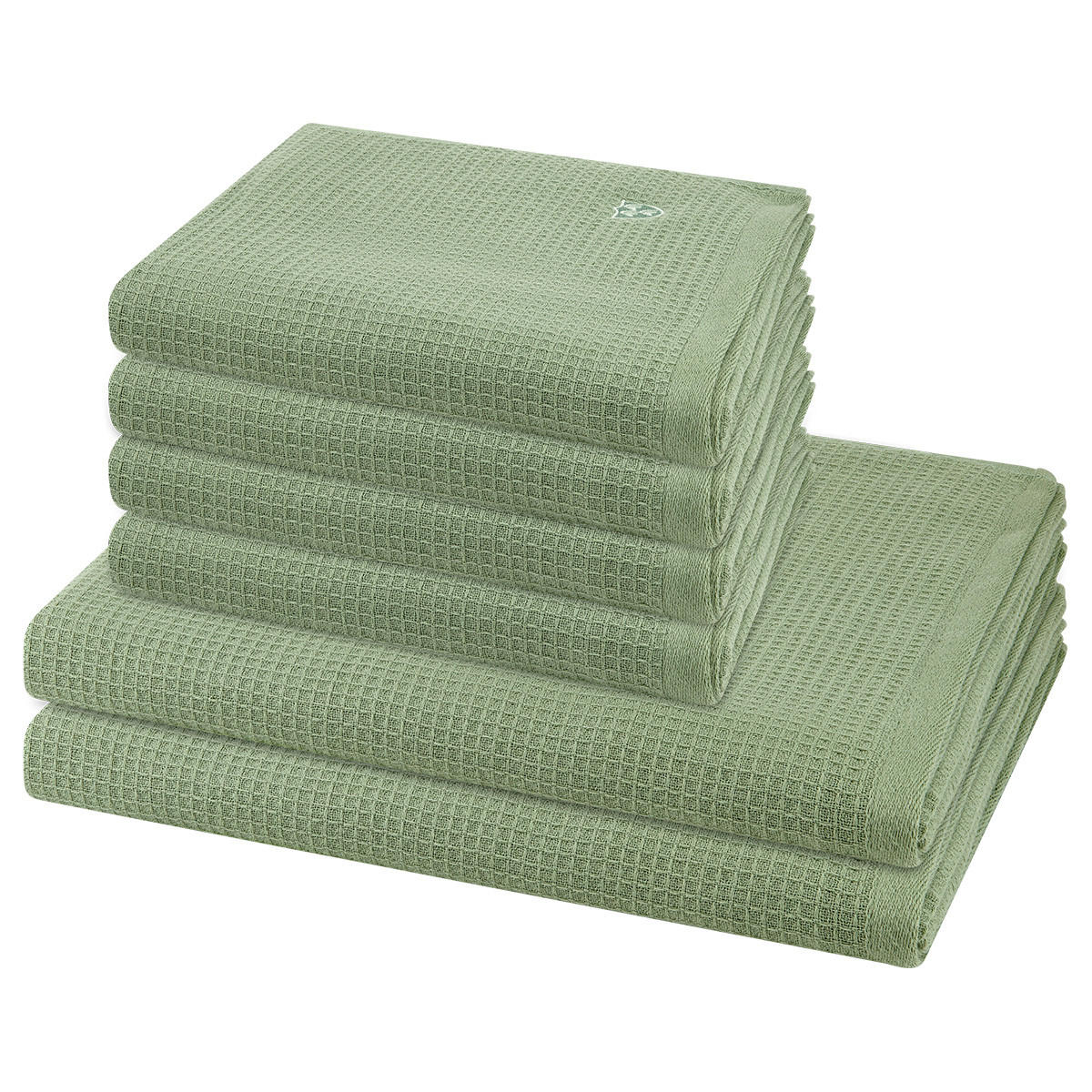 FROTTIERSET Pique 6-teilig - Grün, Textil (50/100cm) - Ross