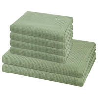 FROTTIERSET Pique 6-teilig - Grün, Textil (50/100cm) - Ross