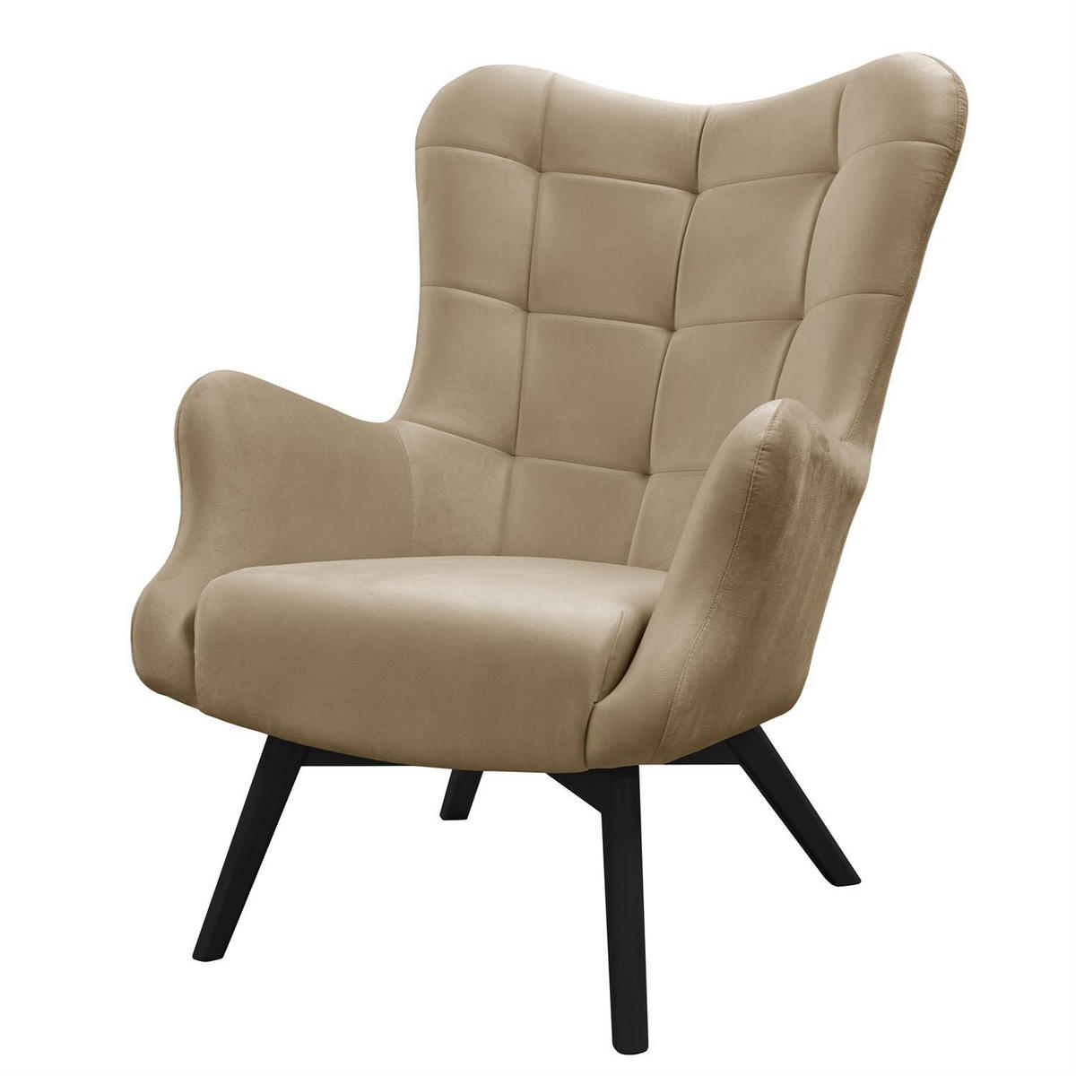 SESSEL SAND mit schwarzen Beinen - Beige/Schwarz, Textil (80/105/86cm) - Lookway