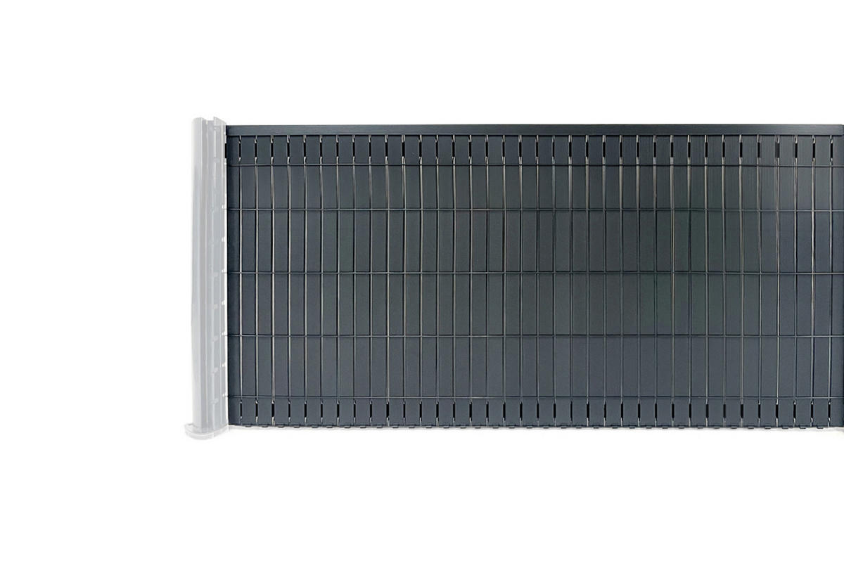 PVC-SICHTSCHUTZLAMELLEN-STEIF-SET Cinto grau 2m H.100cm - Mit clips und Endprofil - Grau, Kunststoff (200/103cm) - Casanoov