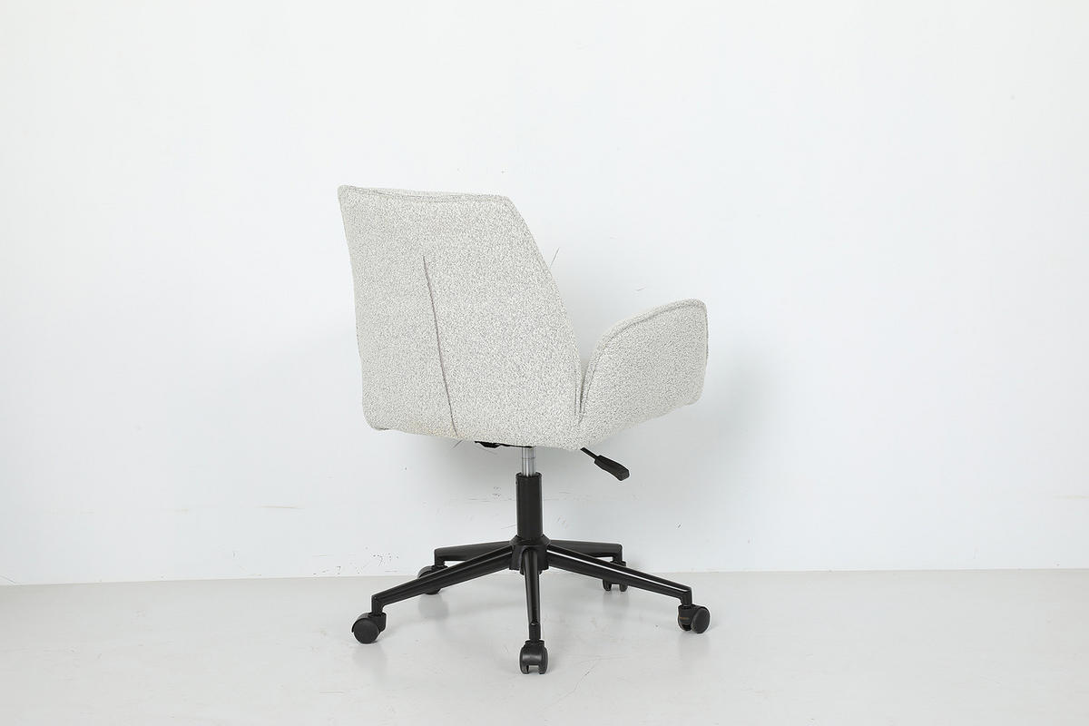 BÜRODREHSTUHL - Bouclé / Eisen - Greige/Schwarz, Textil/Metall (57/81/62cm) - home24