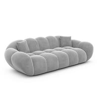 3-SITZER-SOFA Liva Hellgrau Samtstoff - Hellgrau, Textil (233/70/93cm) - VAROYAL