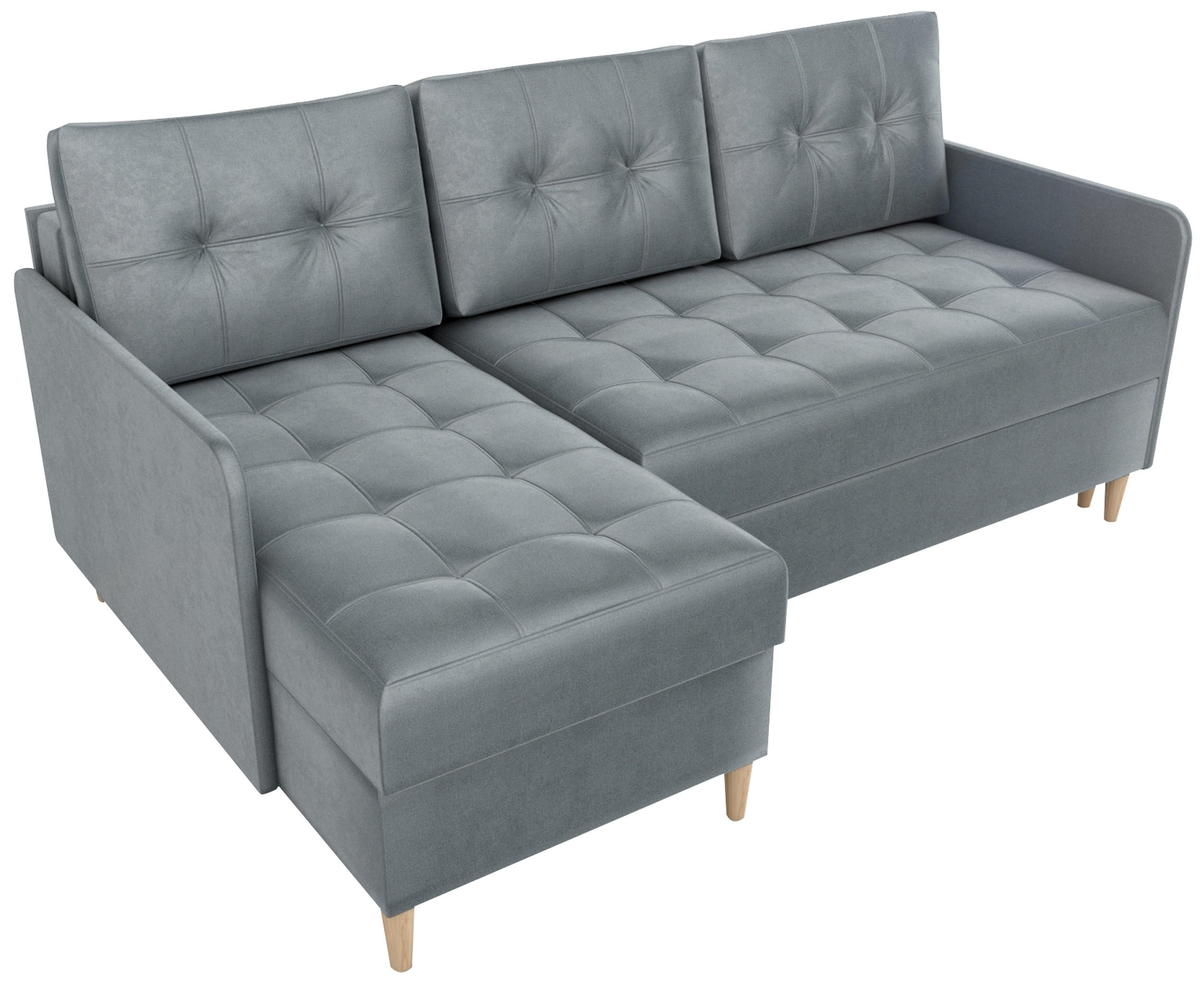 ECKSOFA Fado mit Schlaffunktion Grau Samtstoff - Grau, Textil (210/141cm) - Bromarkt