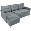 ECKSOFA Fado mit Schlaffunktion Grau Samtstoff - Grau, Textil (210/141cm) - Bromarkt