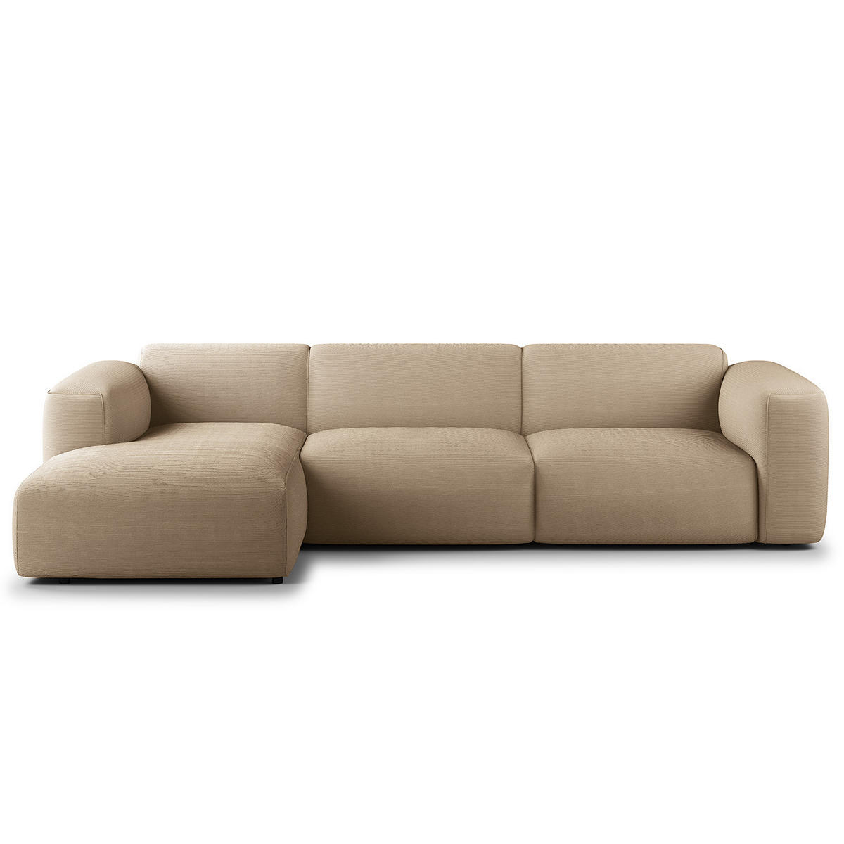 3-SITZER ECKSOFA mit Longchair - Taupe/Schwarz, Kunststoff/Textil (284/173cm) - home24