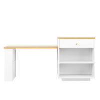 KÜCHENINSEL 122-195.5/70/93.5 cm Weiß mit Schubladen und RGB LED Lichtleiste - Weiß, Holz (59/93.5/122.5cm) - Oxeza