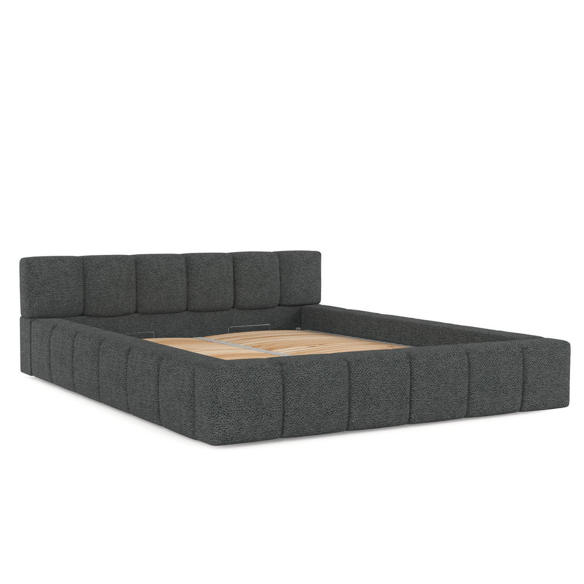 POLSTERBETT Milos mit Stauraum 160/200 cm Anthrazit im Bubble Stoff - Anthrazit/Schwarz, Holz/Holzwerkstoff (160/200cm) - AltaBeds