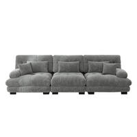 Sofa Stoff – 3-Sitzer mit Kissen - Grau, Holzwerkstoff/Textil (313/81/77cm) - Urban Meuble