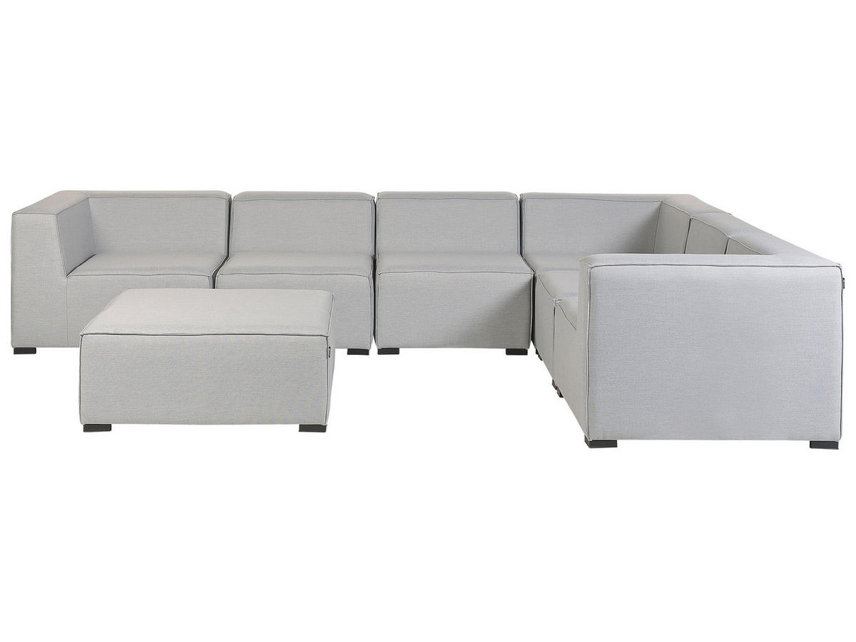 LOUNGE SET 7-Sitzer hellgrau rechtsseitig modular Arezzo - Hellgrau, Textil - Beliani