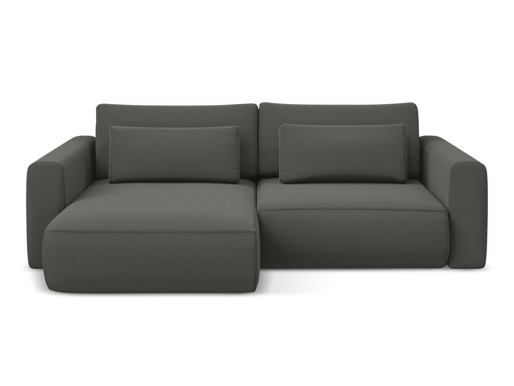 ECKSOFA mit Schlaffunktion Samt Stoff Grau - Dunkelgrau/Schwarz, Kunststoff/Textil (149/240cm) - Makamii