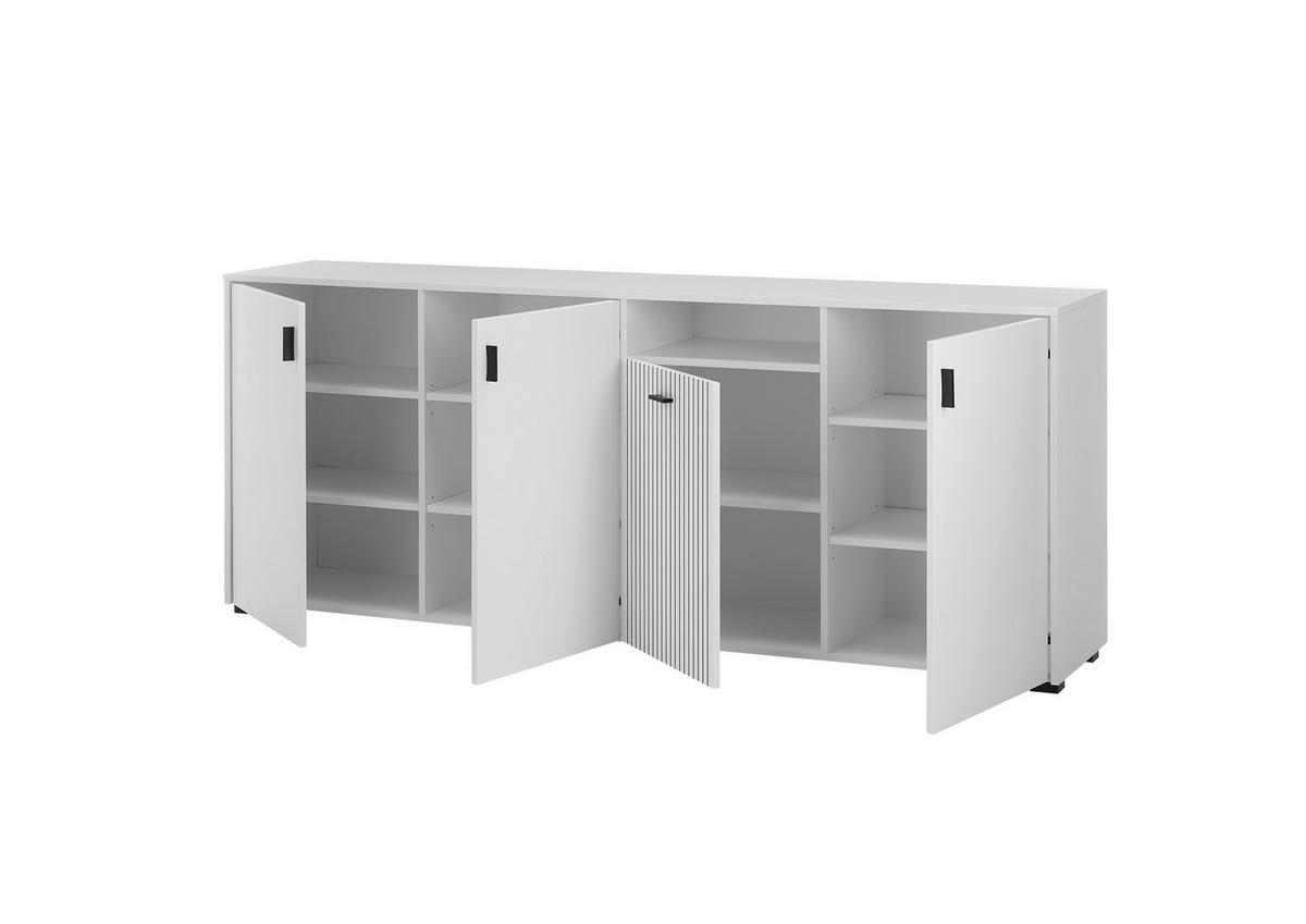 SIDEBOARD M17 Weiß Matt & Schwarz 200/80/42 cm breit - Weiß, Holzwerkstoff (200/80/42cm) - Livojo