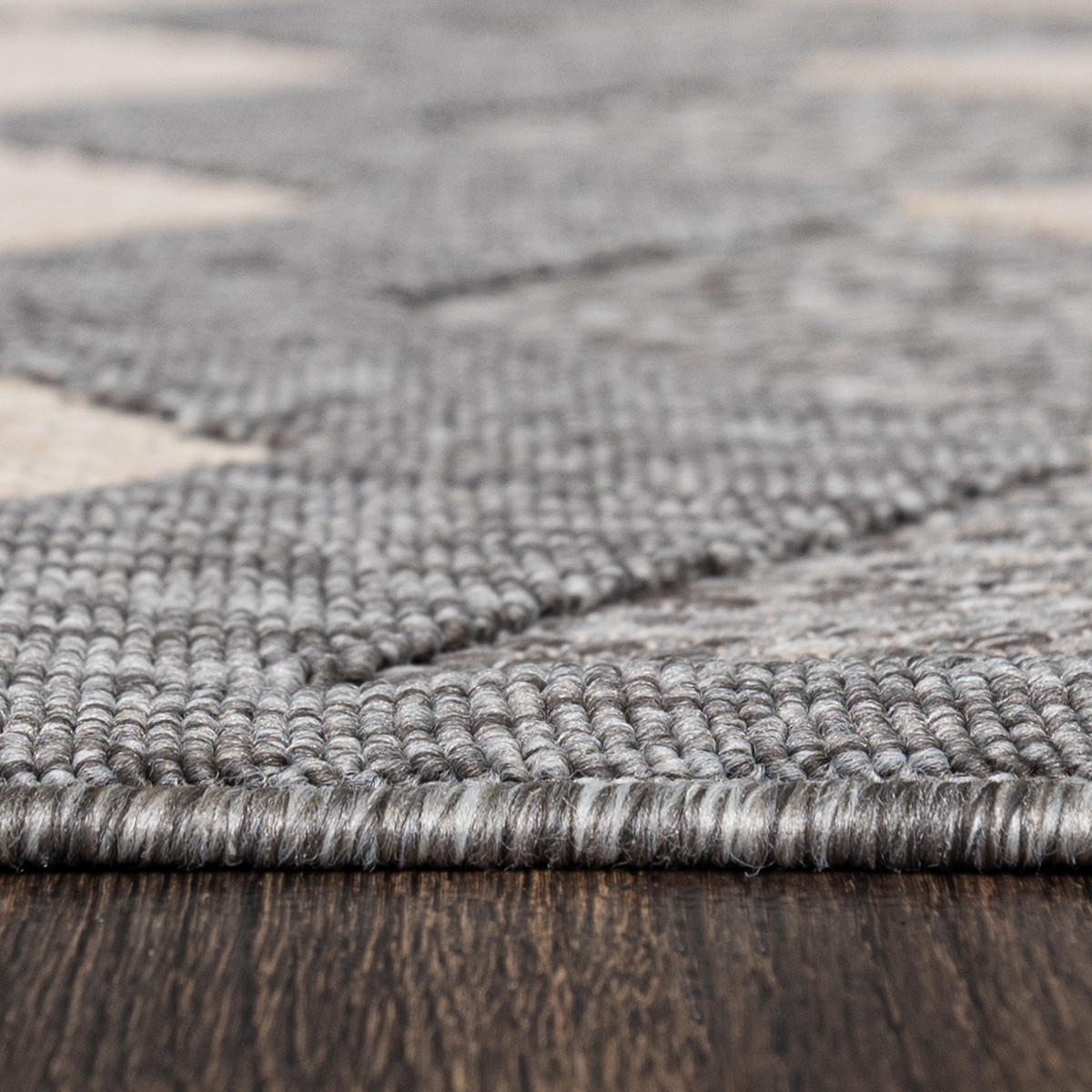 TEPPICH Beige In-Outdoor Geometrisch - Kurzflor Rechteckig - Grau - 80 x 150 cm - Beige/Grau, Textil (80/150cm) - Mazovia