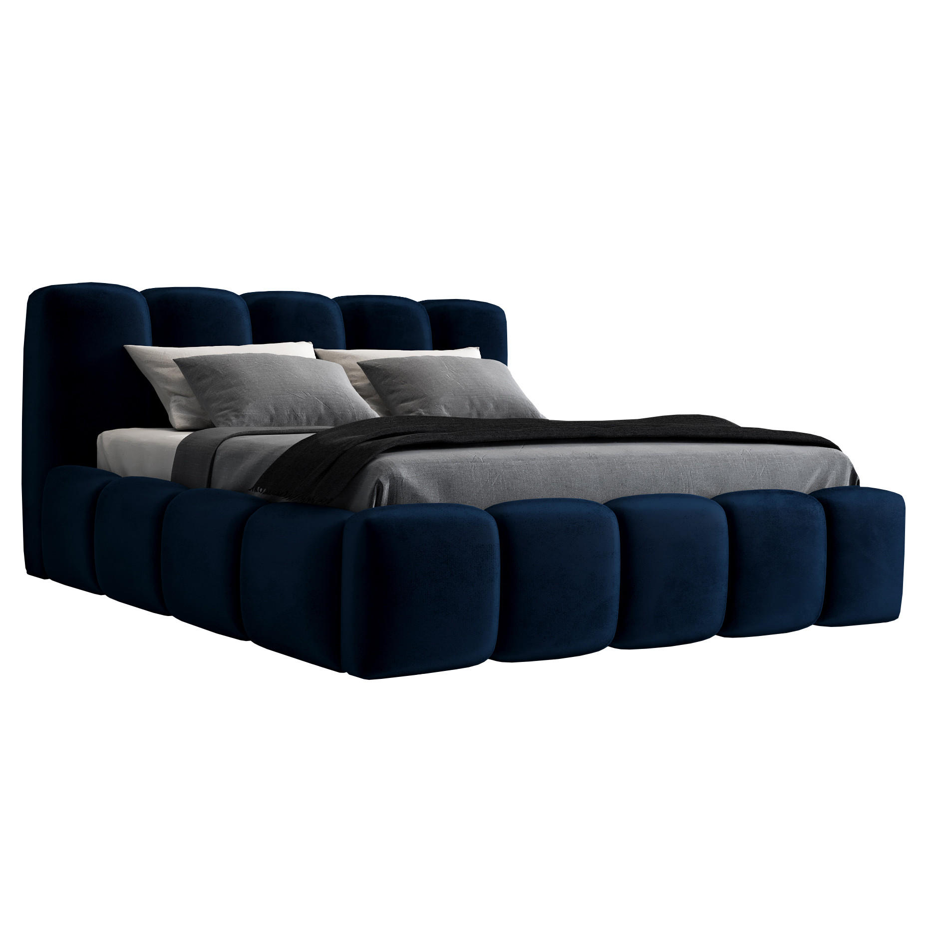 POLSTERBETT SONIC mit Matratze H2 180x200 Dunkelblau - Dunkelblau, Textil (180/200cm) - A&J MöbelLand
