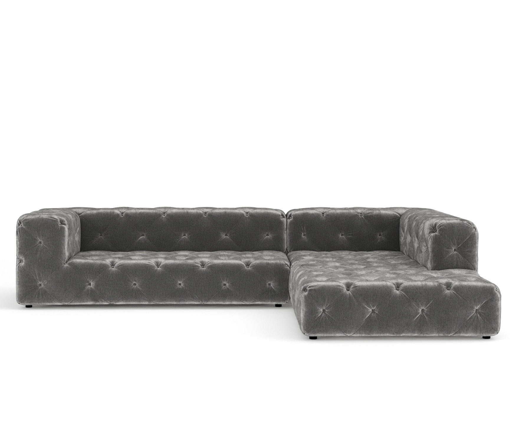 ECKSOFA Cosimo Grau Chenille - Schwarz/Grau, Holz/Holzwerkstoff (325/228cm) - Maison de Reve