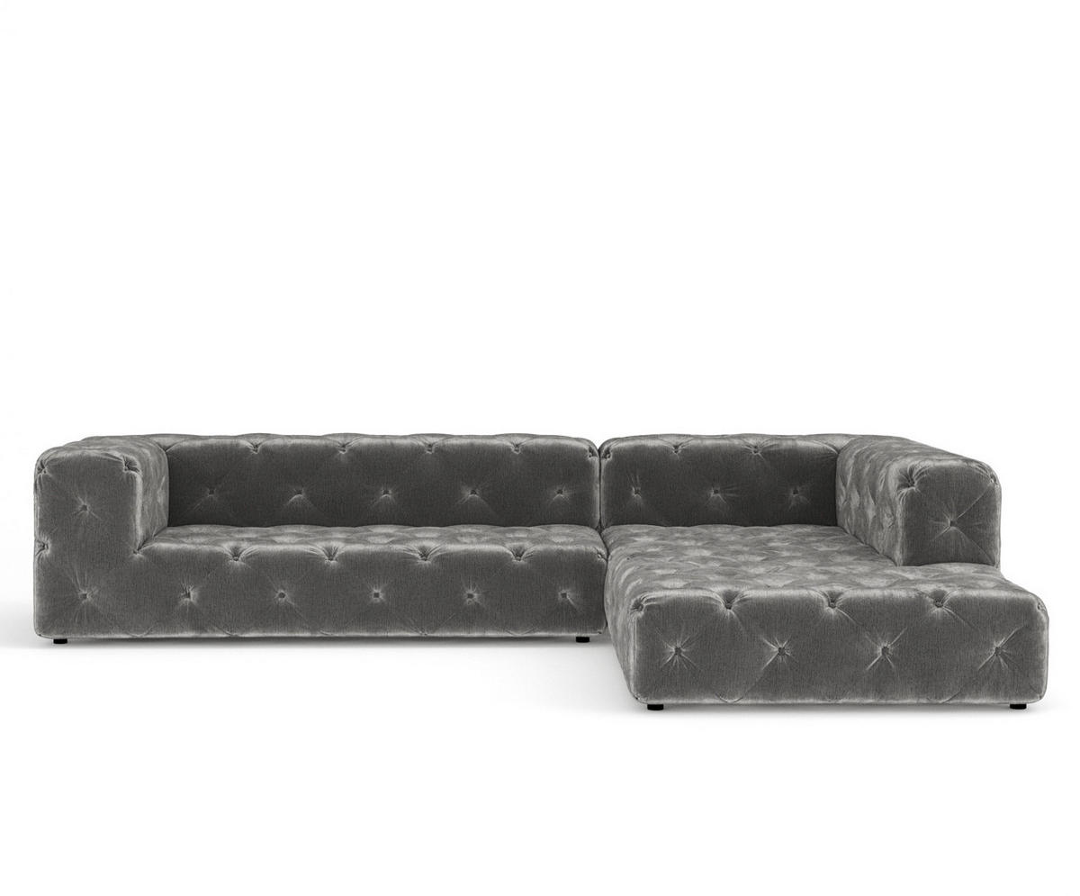 ECKSOFA Cosimo Grau Chenille - Schwarz/Grau, Holz/Holzwerkstoff (325/228cm) - Maison de Reve