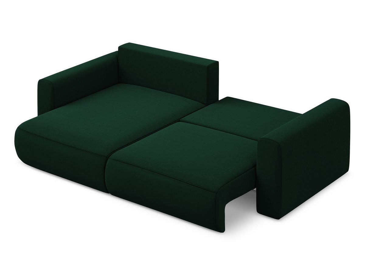 ECKSOFA mit Schlaffunktion Samt Stoff Grün - Dunkelgrün/Schwarz, Kunststoff/Textil (149/240cm) - Makamii