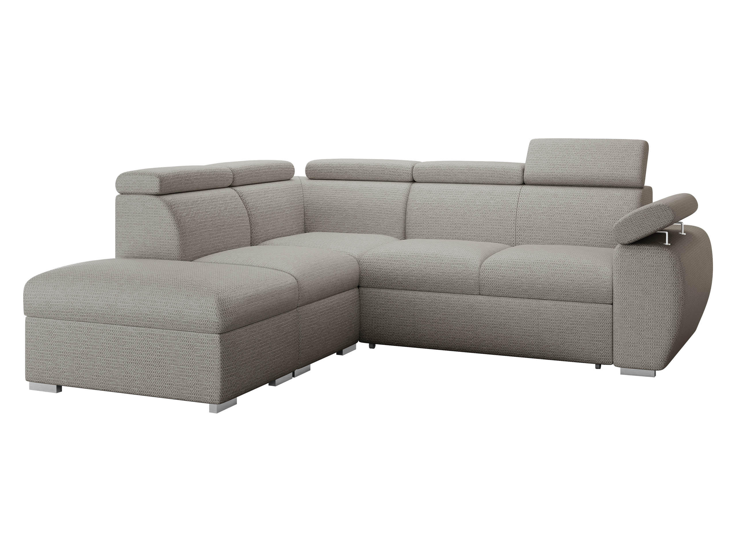ECKSOFA Boston 2RR1P, Seite: Links PUFAP+R+1P(65)+2R - Silberfarben, Holz/Textil (260/230cm) - MIRJAN24