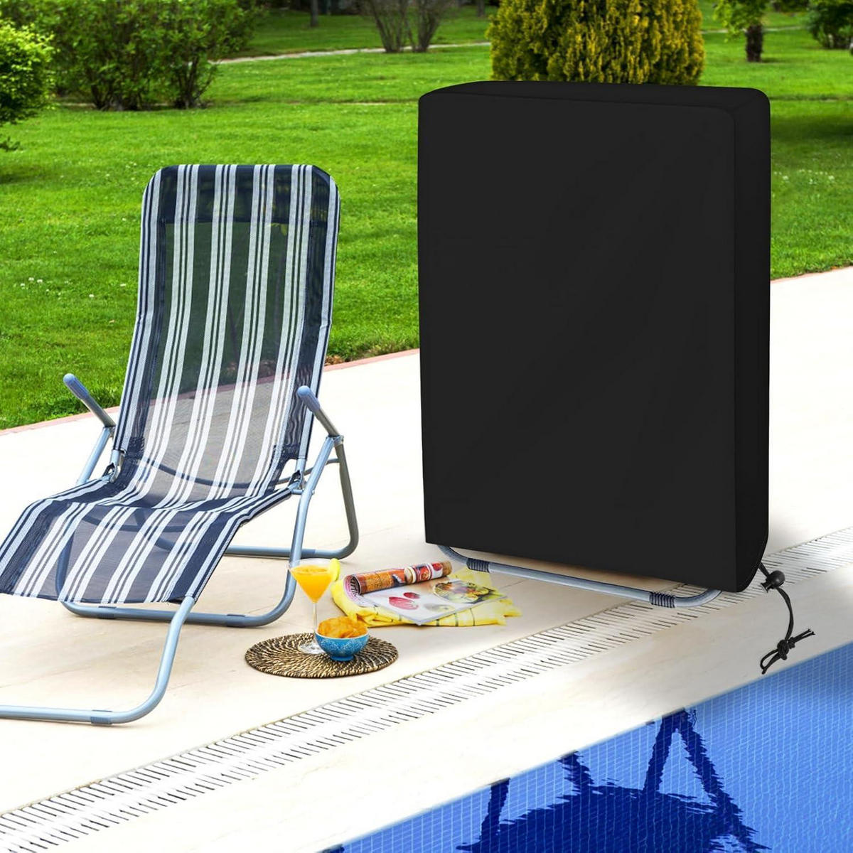 SCHUTZHÜLLE für Klappstühle 2-teiliges Set 110 x 71 cm Schwarz - Schwarz, Textil (71/34/110cm)