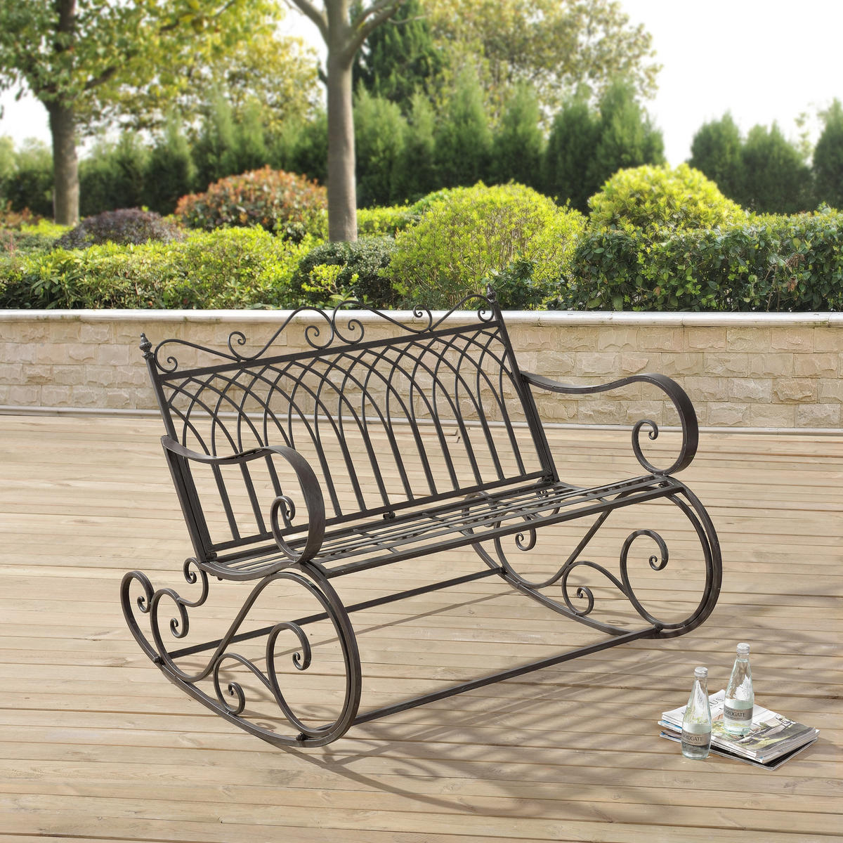 SCHAUKELBANK Greenough - Grün, Metall (113/85/95cm) - [en.casa]