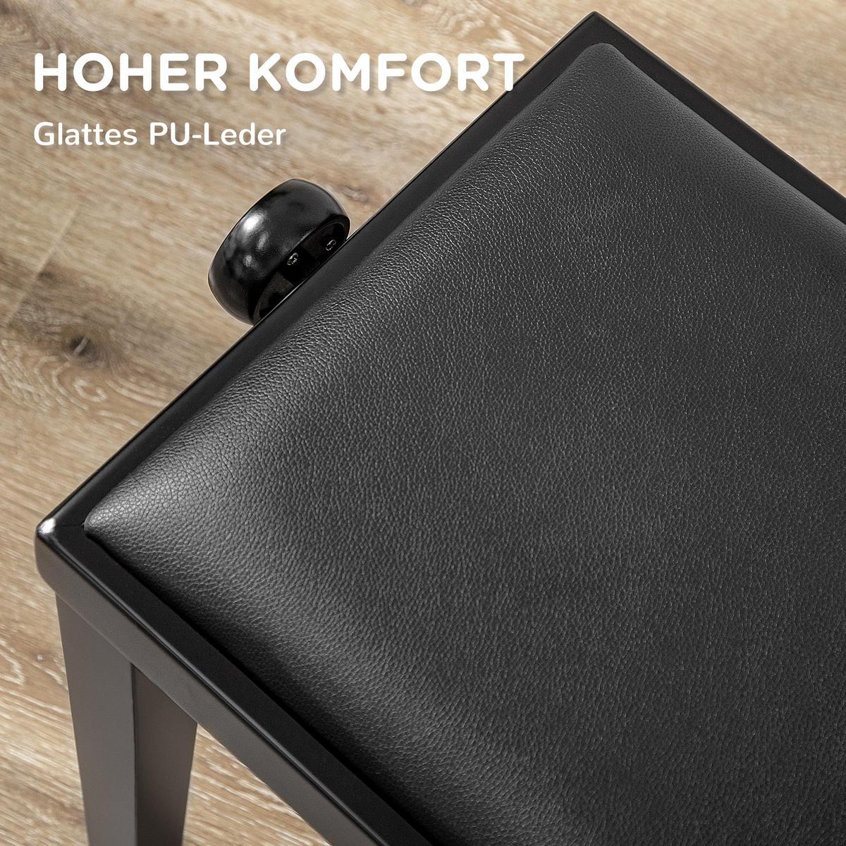 KLAVIERHOCKER, Klavierbank, Schwarz - Schwarz, Holz (33/56/63cm) - HOMCOM