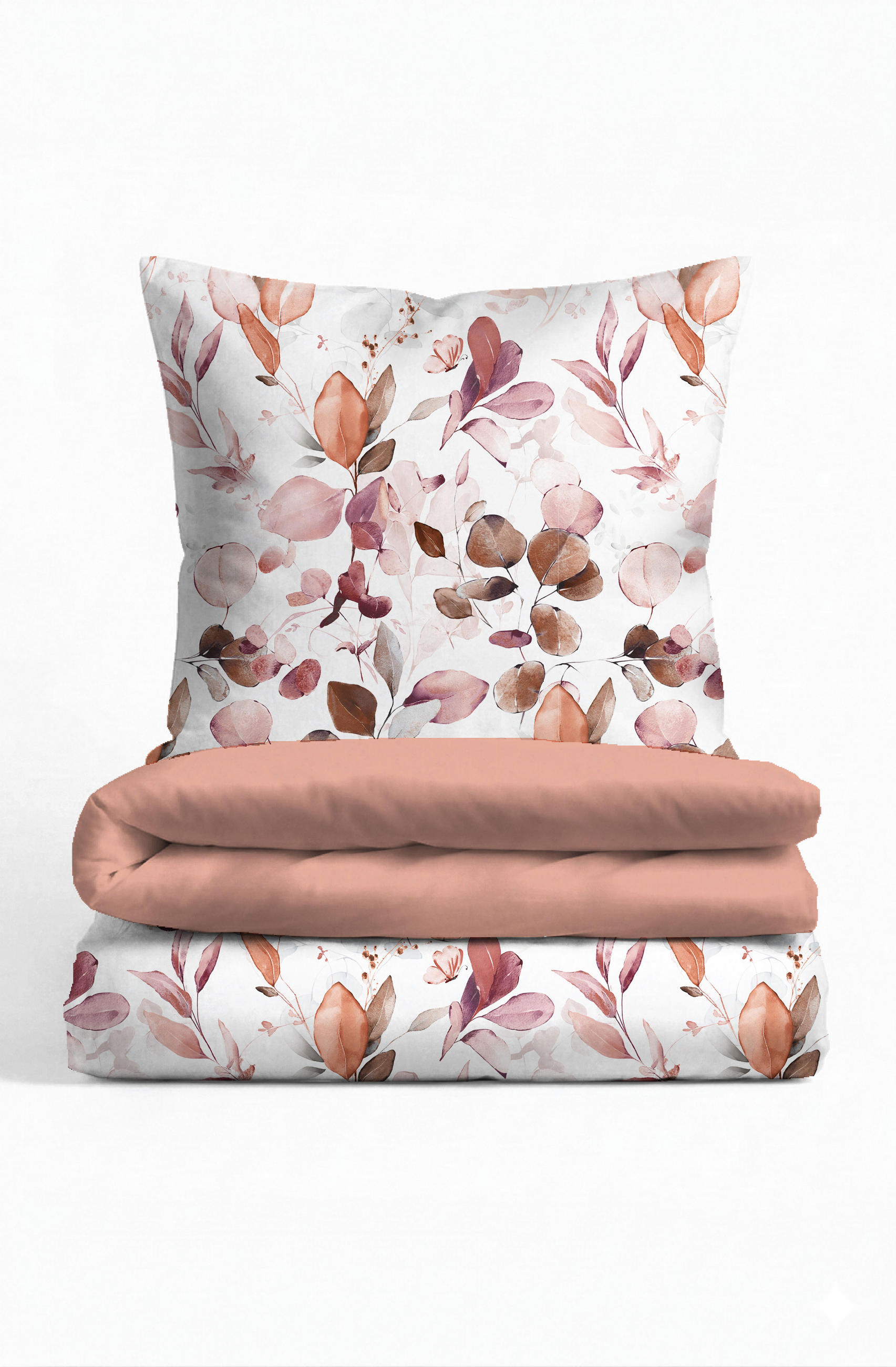 BETTWÄSCHE-GARNITUR Tencel Floral kardinal, 135x200 cm + 80x80 cm - Dunkelrot, Textil (135/200cm) - biberna