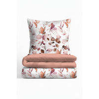 BETTWÄSCHE-GARNITUR Tencel Floral kardinal, 135x200 cm + 80x80 cm - Dunkelrot, Textil (135/200cm) - biberna
