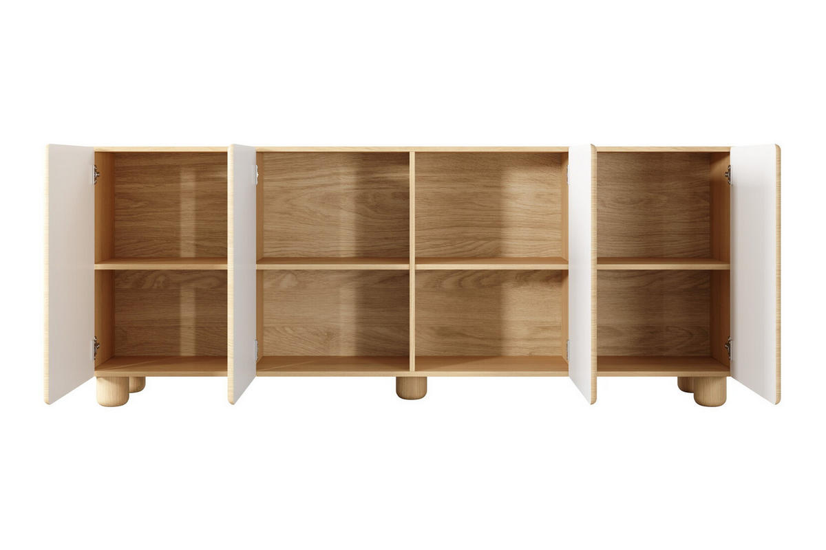 KOMMODE 200 cm auf Füßen Bloom, 4 Türen, Boho, Eiche Vicenza - Eichefarben, Holz (200/80/38cm) - Emporius
