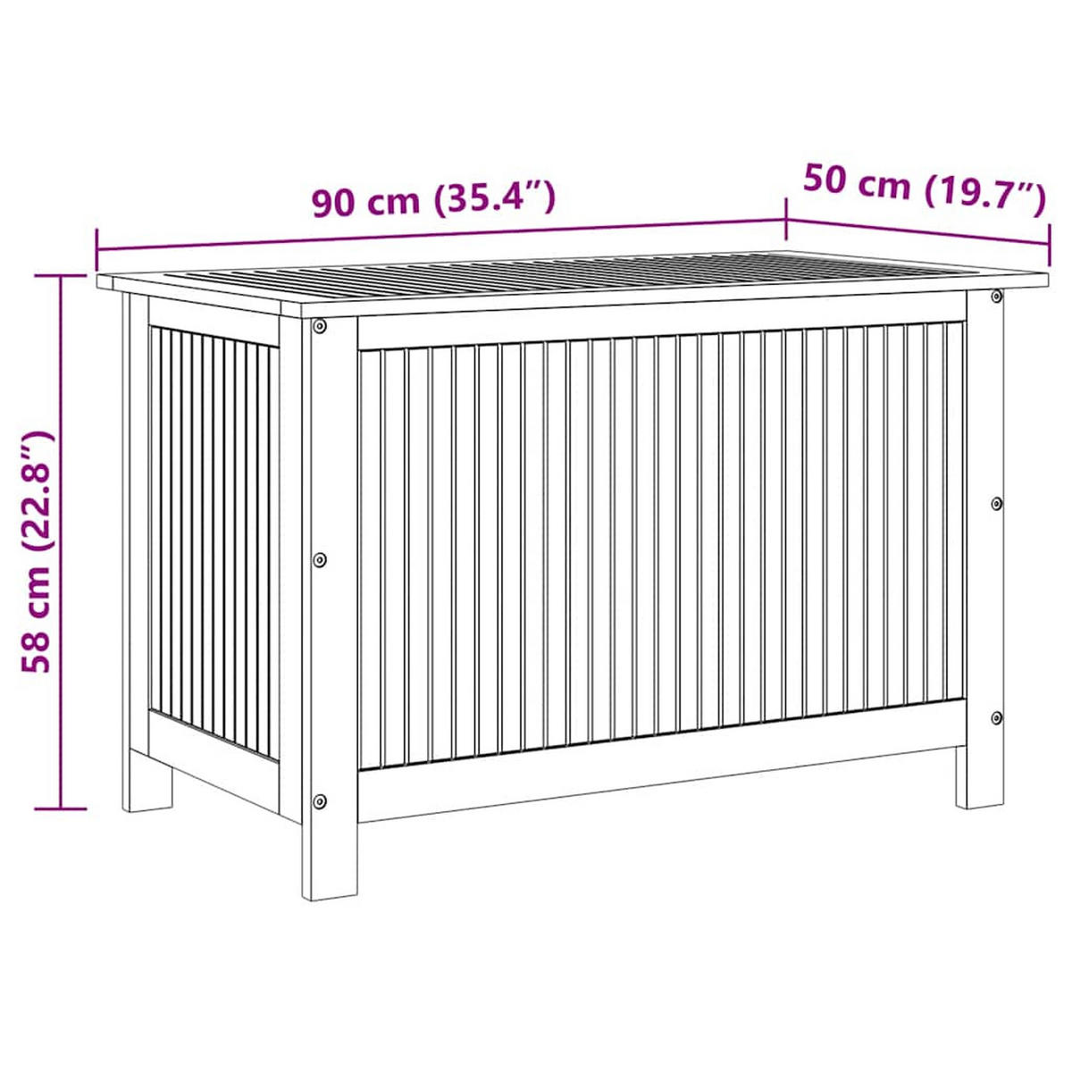 GARTENBOX 90/50/58 Cm Massivholz Akazie - Akaziefarben, Holz (90/58/50cm) - vidaXL