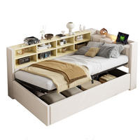 POLSTERBETT 90/200 cm in Beige mit Stauraum und USB- und Type-C-Anschlüssen - Beige, Textil (90/200cm) - Flora Grace