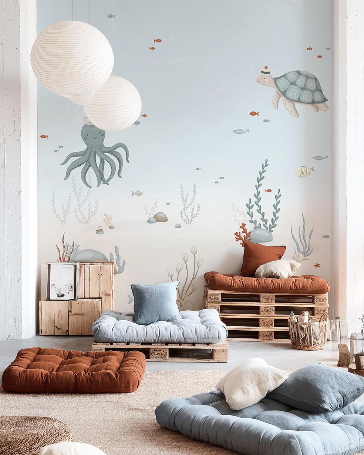 PANORAMA-VLIESTAPETE Meeresboden 2 x 3 m, blau - Blau/Beige, Papier (200/300cm) - Lilipinso